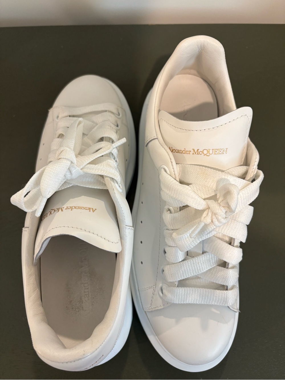 Alexander McQueen Cream-White Chunky Leather Sneakers - Picture 4 of 9